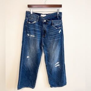 Vervet Women’s Wide Leg baggy crossover Distressed Jeans Size 29
